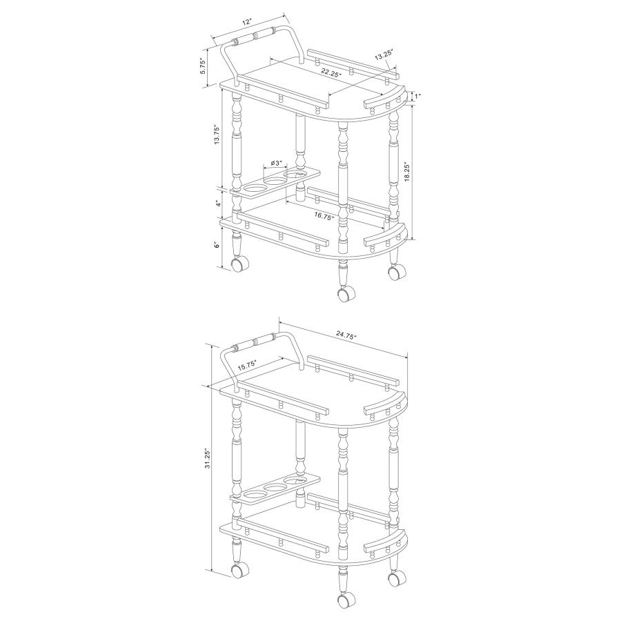 Modal Additional Images for Palmer 2-tier Rectangular Wood Bar Cart Merlot