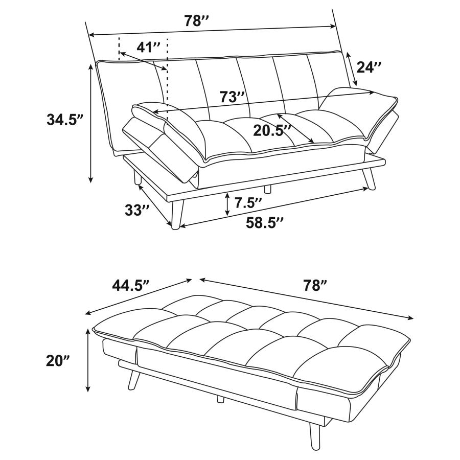 Modal Additional Images for Laredo Upholstered Tufted Convertible Sofa Bed Light Grey