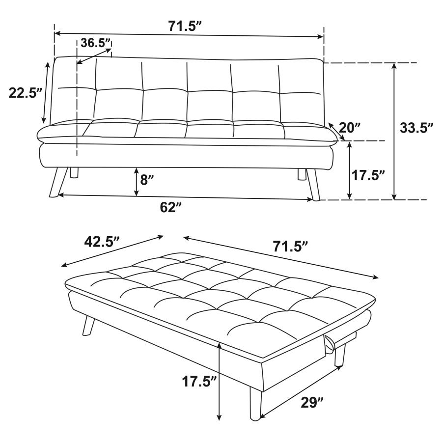 Modal Additional Images for Scout Upholstered Tufted Convertible Sofa Bed Grey