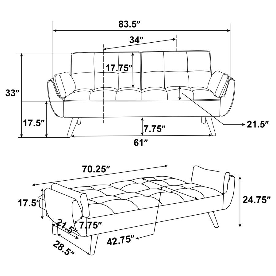 Modal Additional Images for Caufield Upholstered Tufted Convertible Sofa Bed Grey