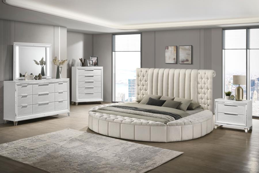 Modal Additional Images for Sonya Upholstered Queen Round Storage Bed Ivory