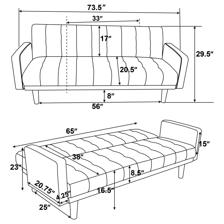 Modal Additional Images for Sommer Upholstered Tufted Convertible Sofa Bed Grey