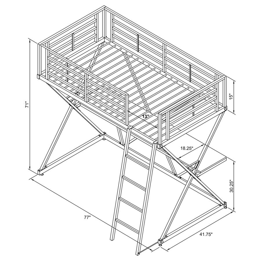 Modal Additional Images for Hyde Metal Twin Workstation Loft Bed Silver
