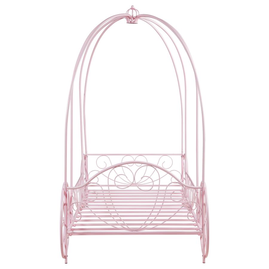 Massi Metal Twin Canopy Bed Powder Pink