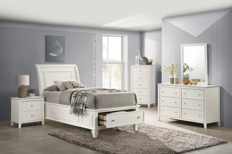 Modal Additional Images for Selena Wood Twin Storage Panel Bed Cream White