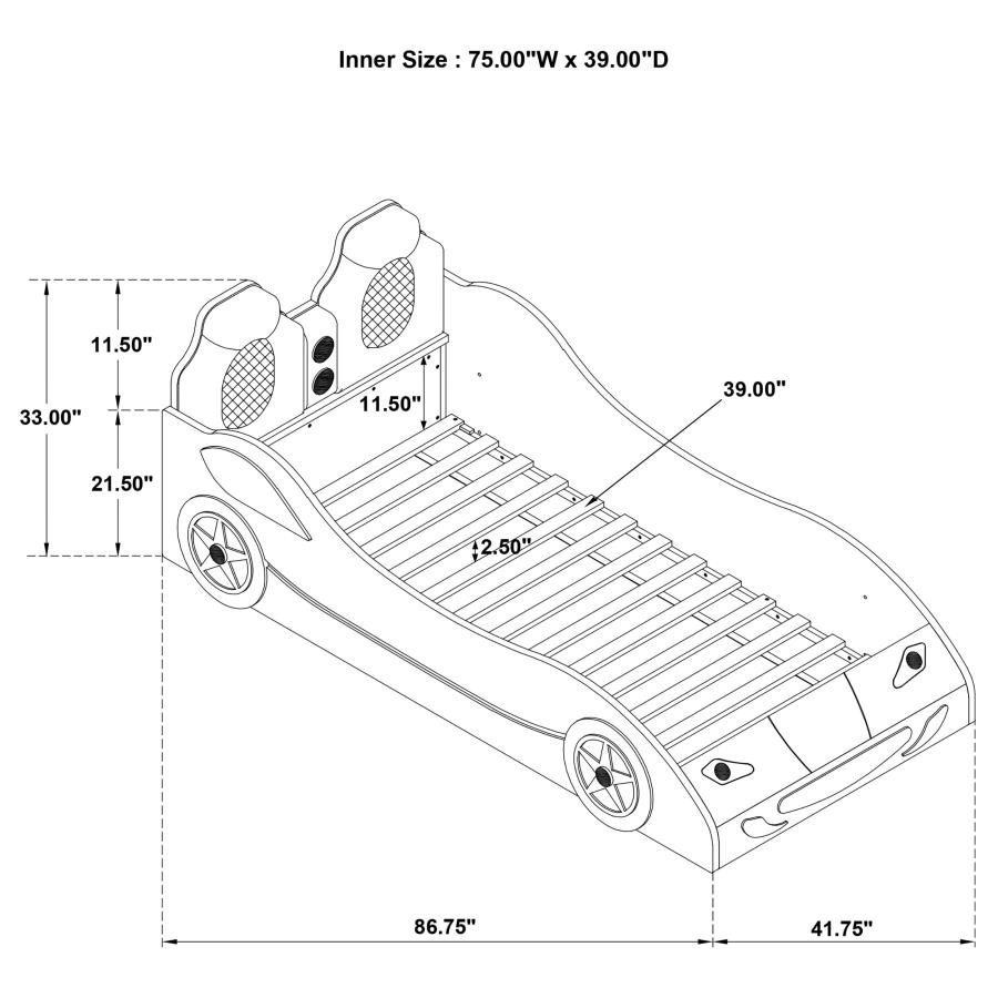 Modal Additional Images for Cruiser Wood Twin LED Car Bed Blue