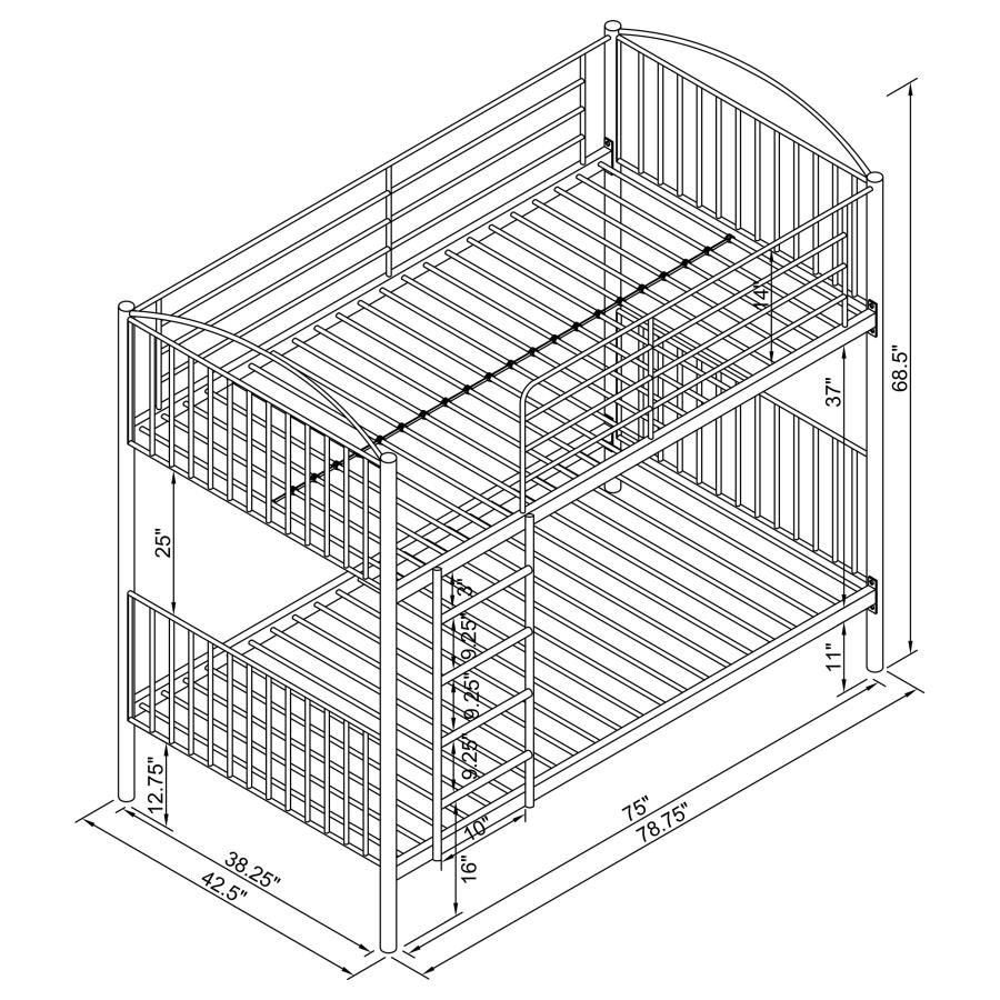 Modal Additional Images for Anson Twin Over Twin Bunk Bed Silver