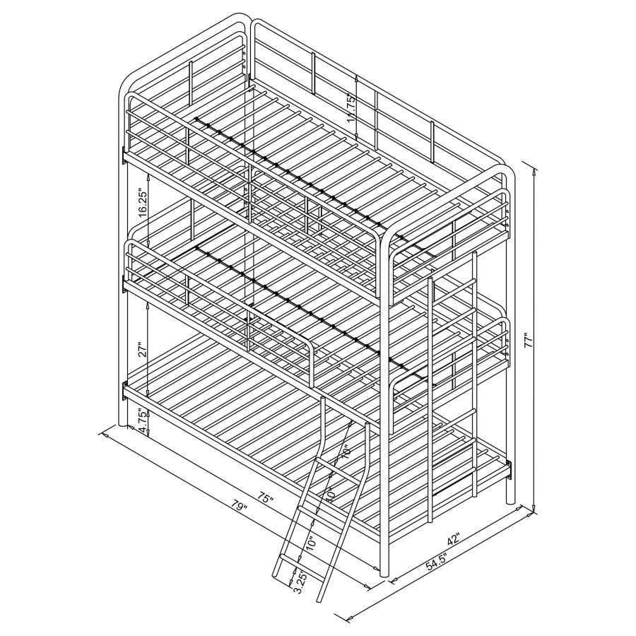 Modal Additional Images for Garner Metal Twin Triple Bunk Bed Gunmetal