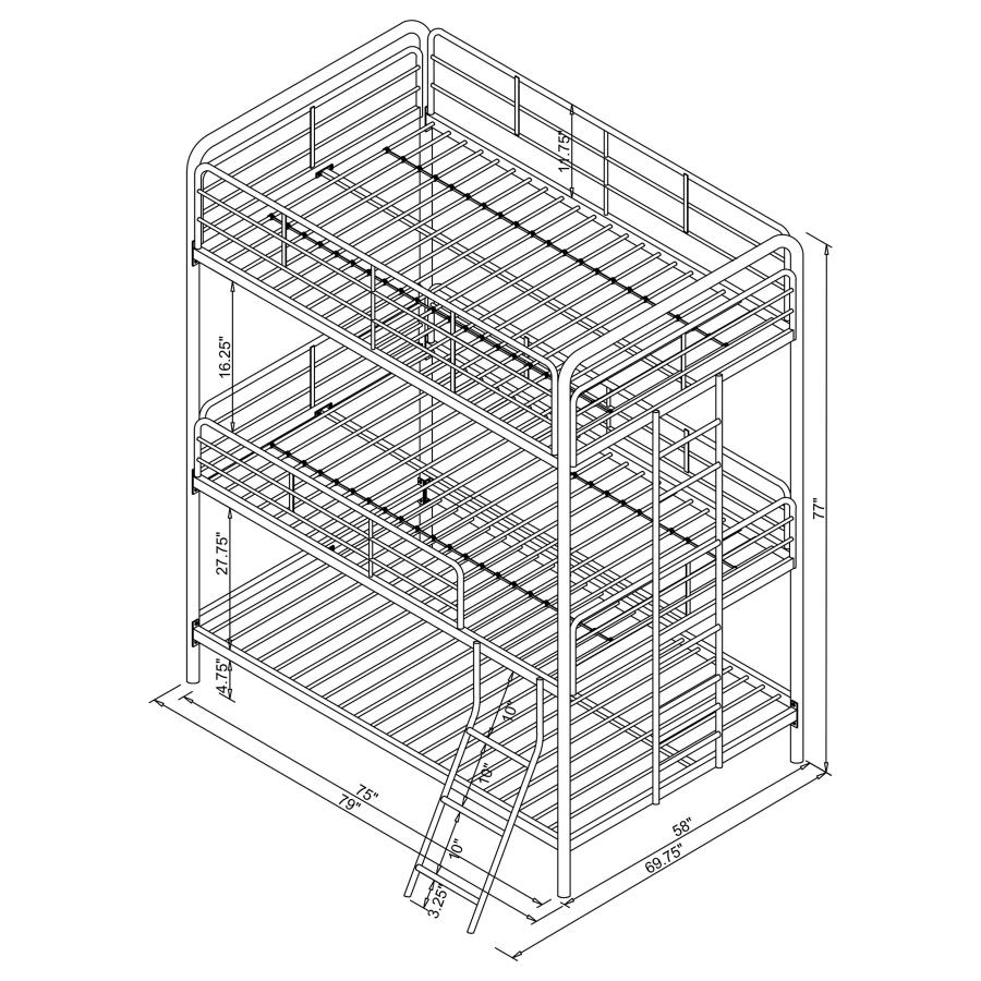 Modal Additional Images for Garner Metal Full Triple Bunk Bed Gunmetal