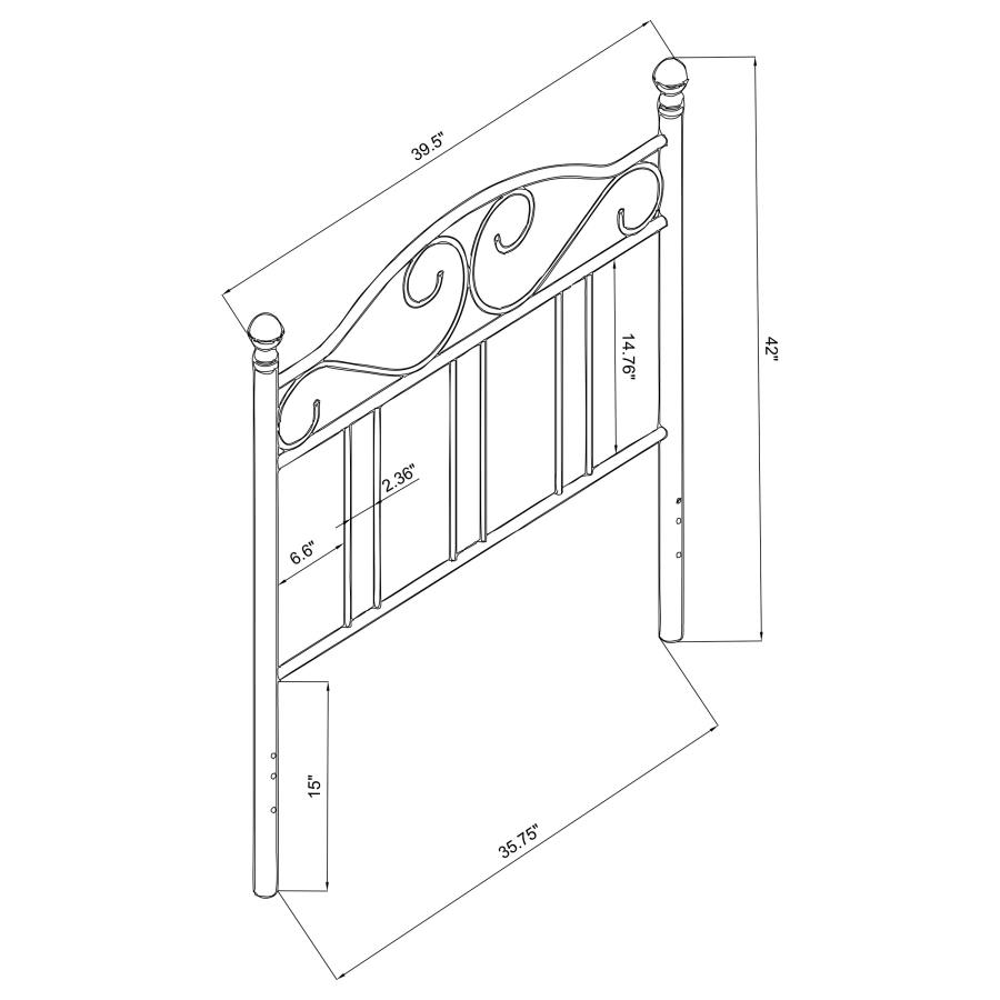 Modal Additional Images for Ellis Metal Twin Open Frame Headboard Dark Bronze