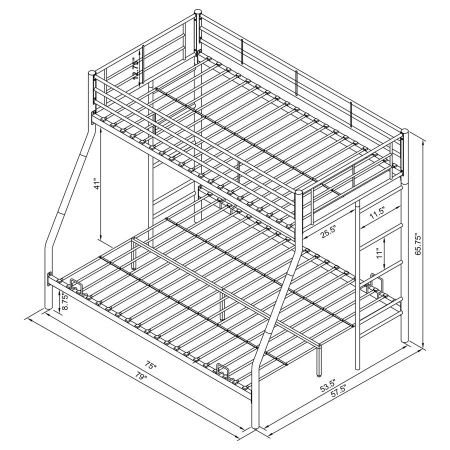 Modal Additional Images for Hayward Metal Twin Over Full Bunk Bed Silver