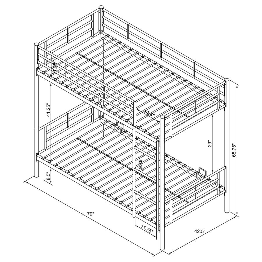 Modal Additional Images for Hayward Metal Twin Over Twin Bunk Bed Silver