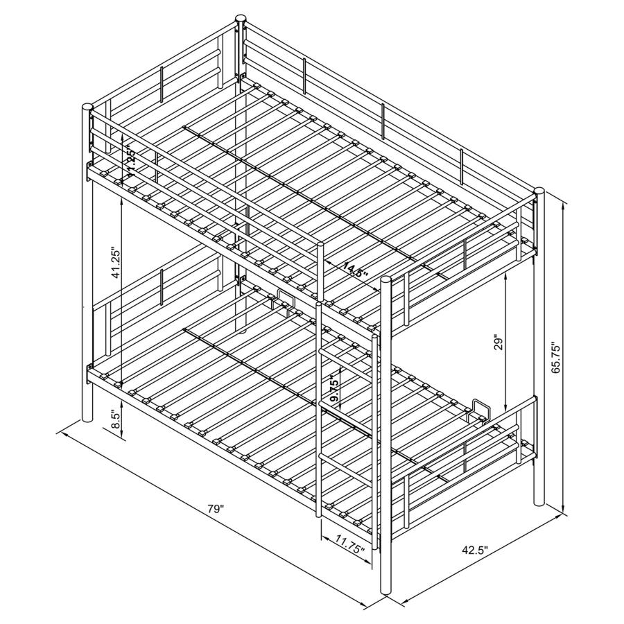 Modal Additional Images for Hayward Metal Twin Over Twin Bunk Bed Black