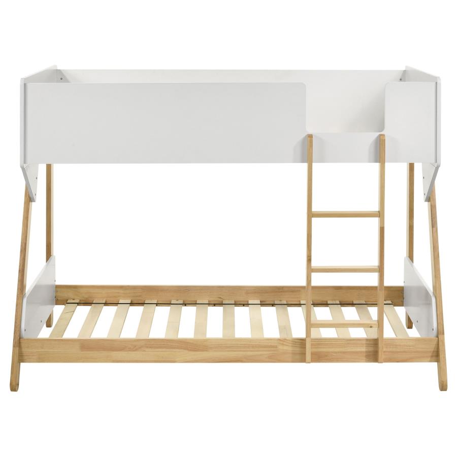 Wyatt Wood Twin Over Twin Bunk Bed White and Natural 