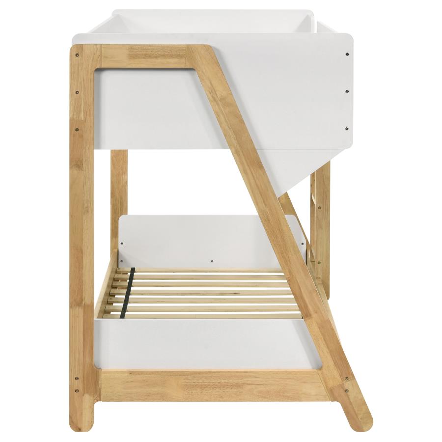 Wyatt Wood Twin Over Twin Bunk Bed White and Natural 