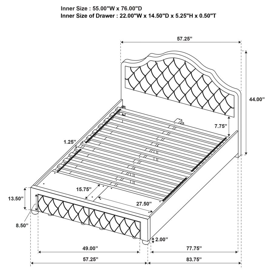Modal Additional Images for Ashleigh 44-inch Upholstered Full Storage Platform Bed Pink