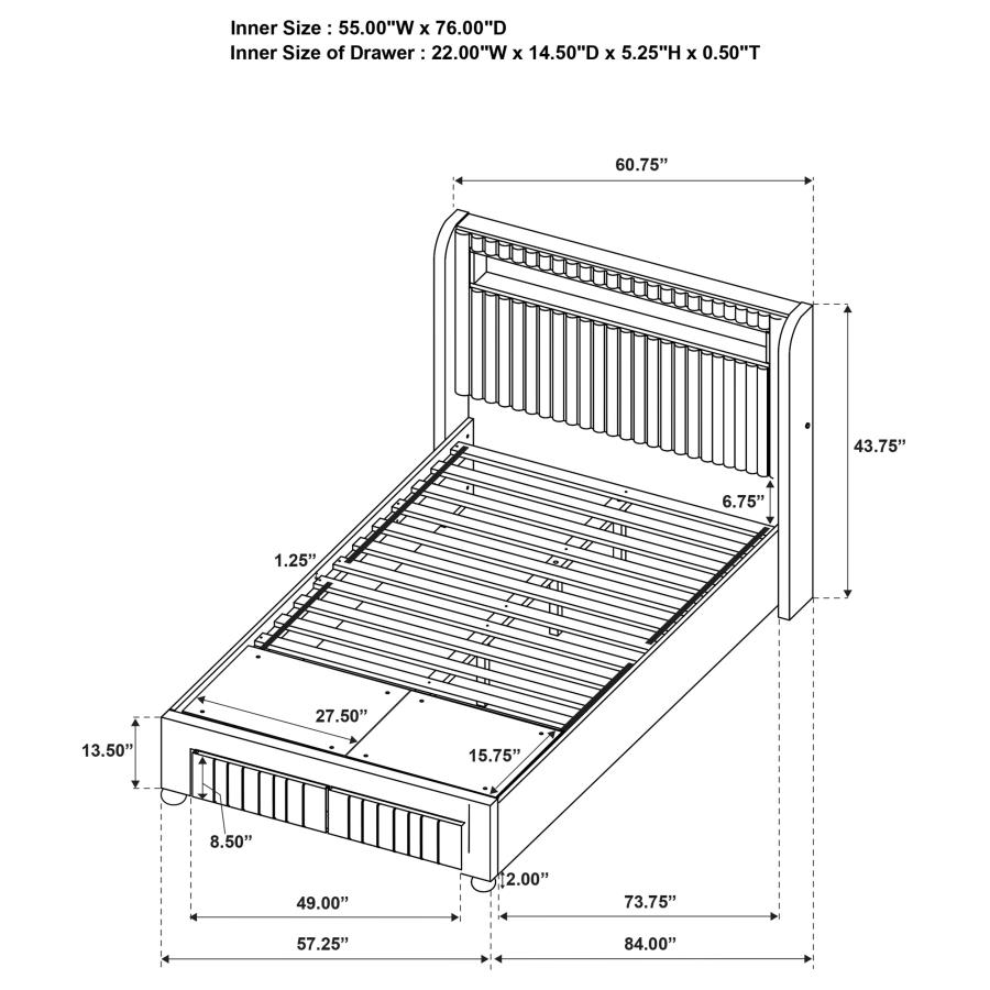 Modal Additional Images for Madison Upholstered LED Full Storage Platform Bed Cream