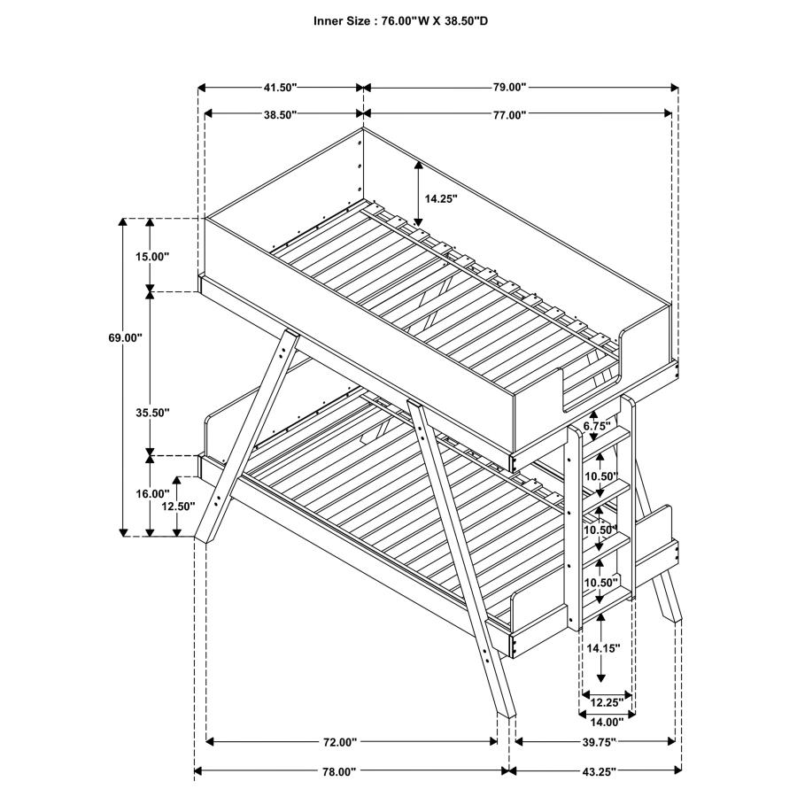 Modal Additional Images for Frankie Wood Twin Over Twin Bunk Bed White and Natural