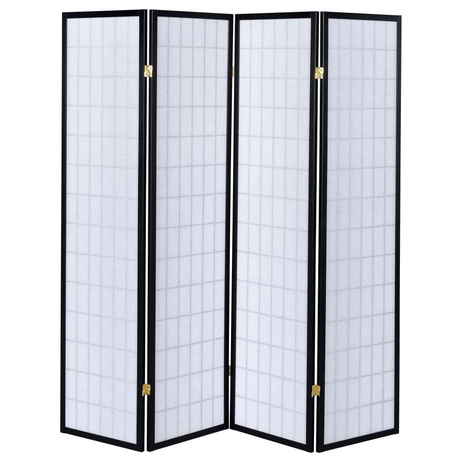 Roberto 4-Panel Room Divider Folding Shoji Screen Black