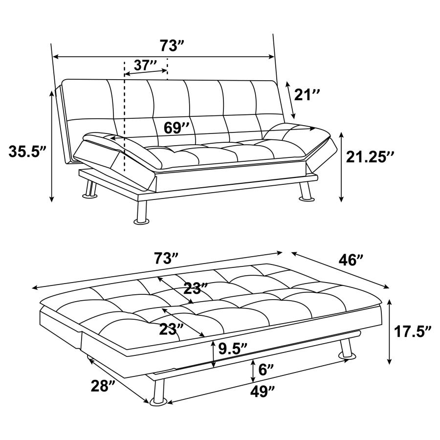 Modal Additional Images for Dilleston Upholstered Tufted Convertible Sofa Bed Grey