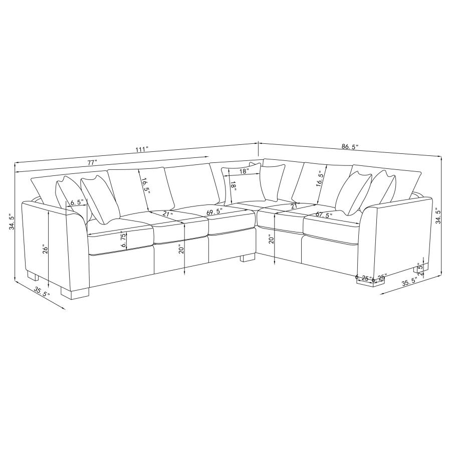 Modal Additional Images for Ashford Chenille Upholstered Sleeper Sectional Sofa Greige