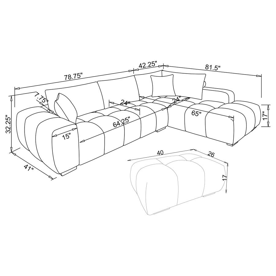 Modal Additional Images for Camacho Upholstered Sectional Sofa with Ottoman Set Amber