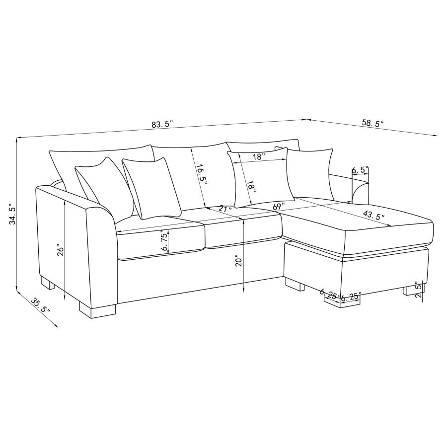 Modal Additional Images for Storey Upholstered Sleeper Sectional Chaise Sofa Grey