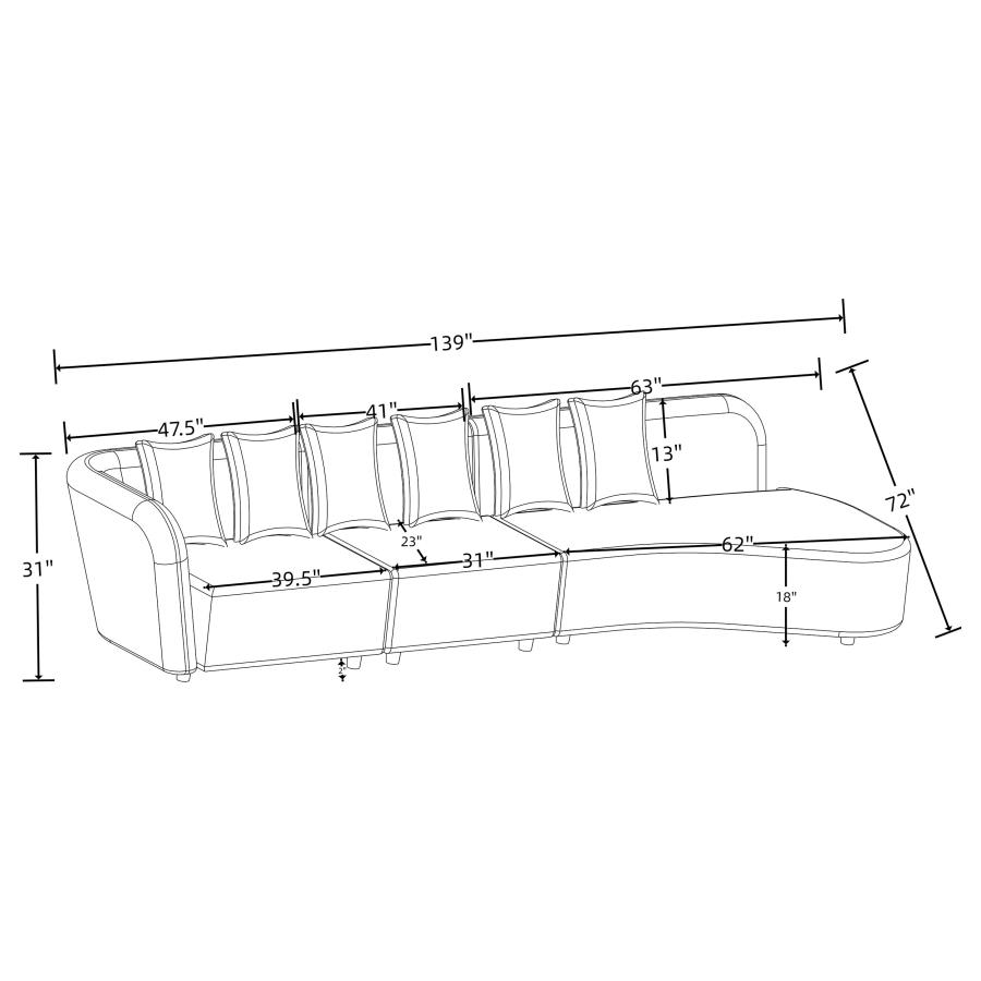 Modal Additional Images for Fayette 3-piece Upholstered Sectional Sofa Greige
