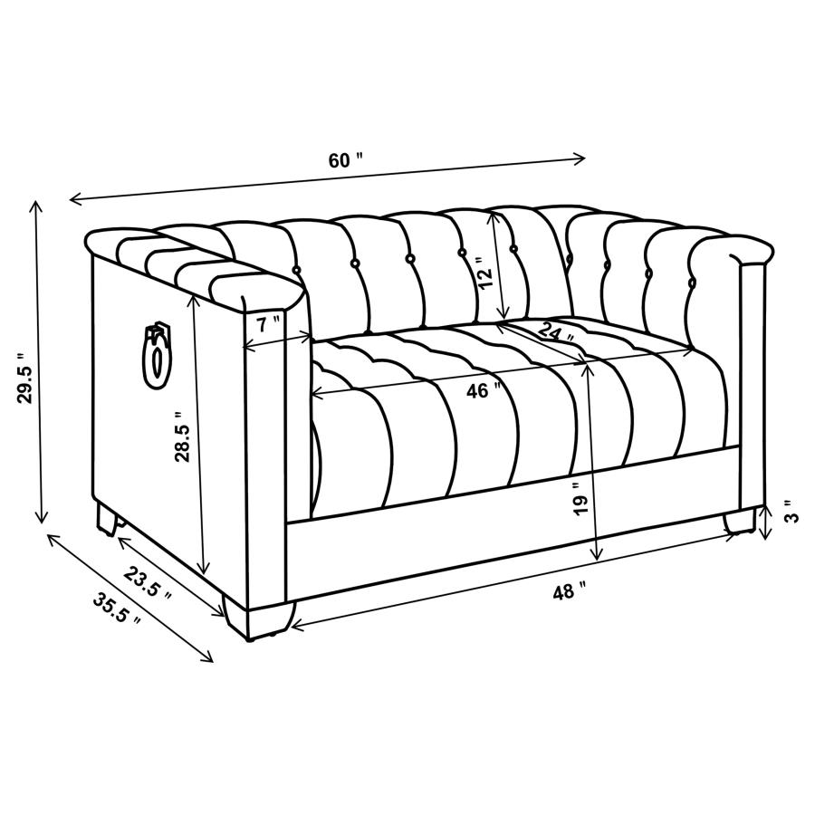 Modal Additional Images for Chaviano 2-piece Upholstered Track Arm Sofa Set Pearl White
