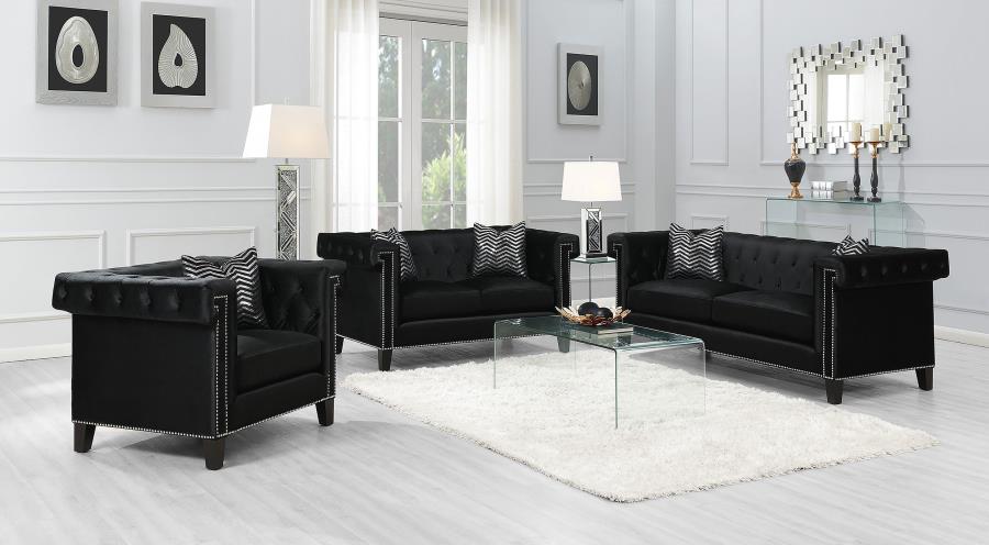 Modal Additional Images for Reventlow Upholstered Track Arm Accent Chair Black