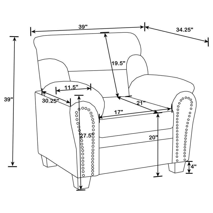 Modal Additional Images for Clementine 3-piece Upholstered Padded Arm Sofa Set Grey