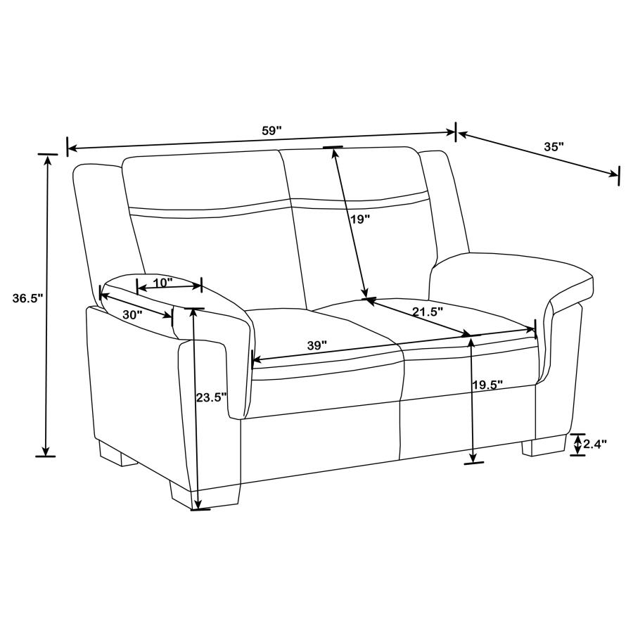 Modal Additional Images for Arabella 2-piece Upholstered Padded Arm Sofa Set Grey