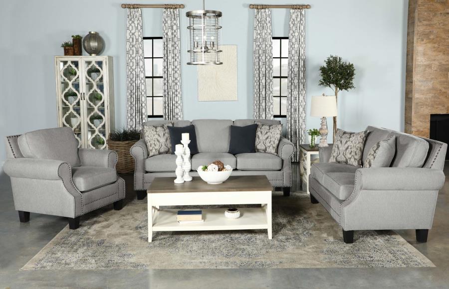 Modal Additional Images for Sheldon Upholstered Rolled Arm Accent Chair Grey