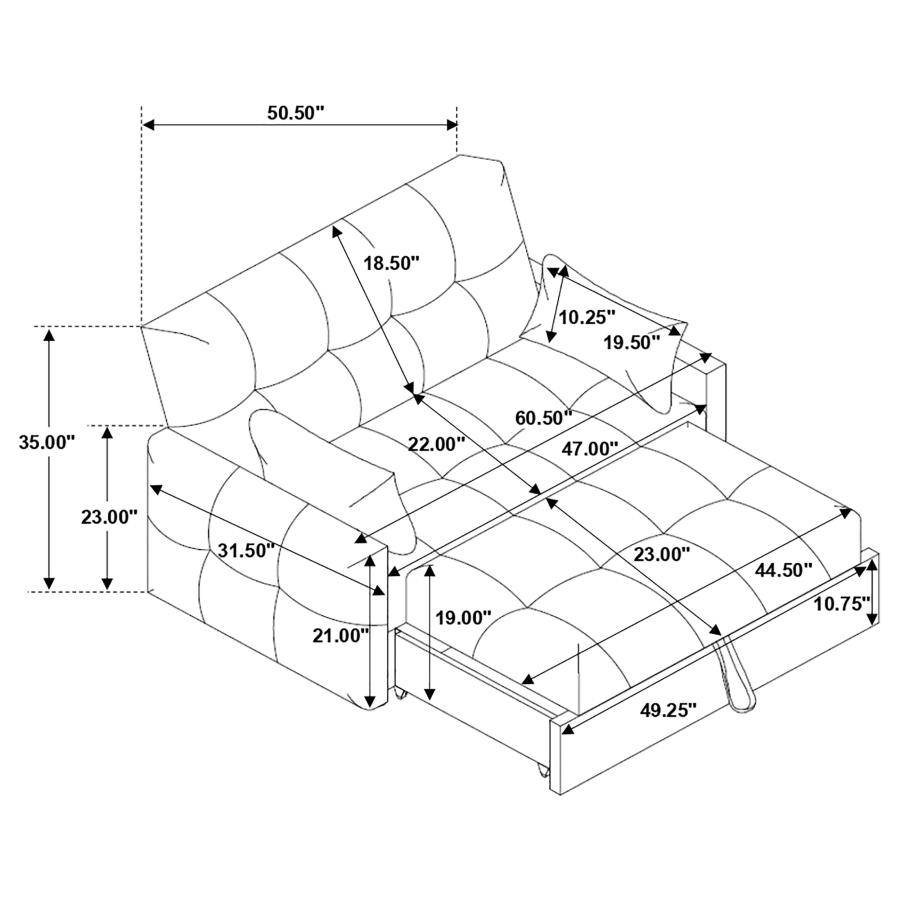 Modal Additional Images for Cotswold Upholstered Convertible Sleeper Sofa Bed Light Grey