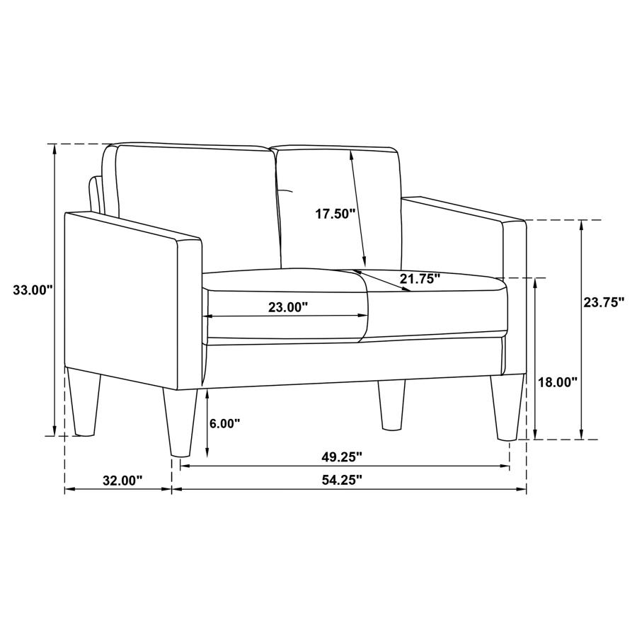 Modal Additional Images for Ruth 2-piece Upholstered Track Arm Sofa Set Grey