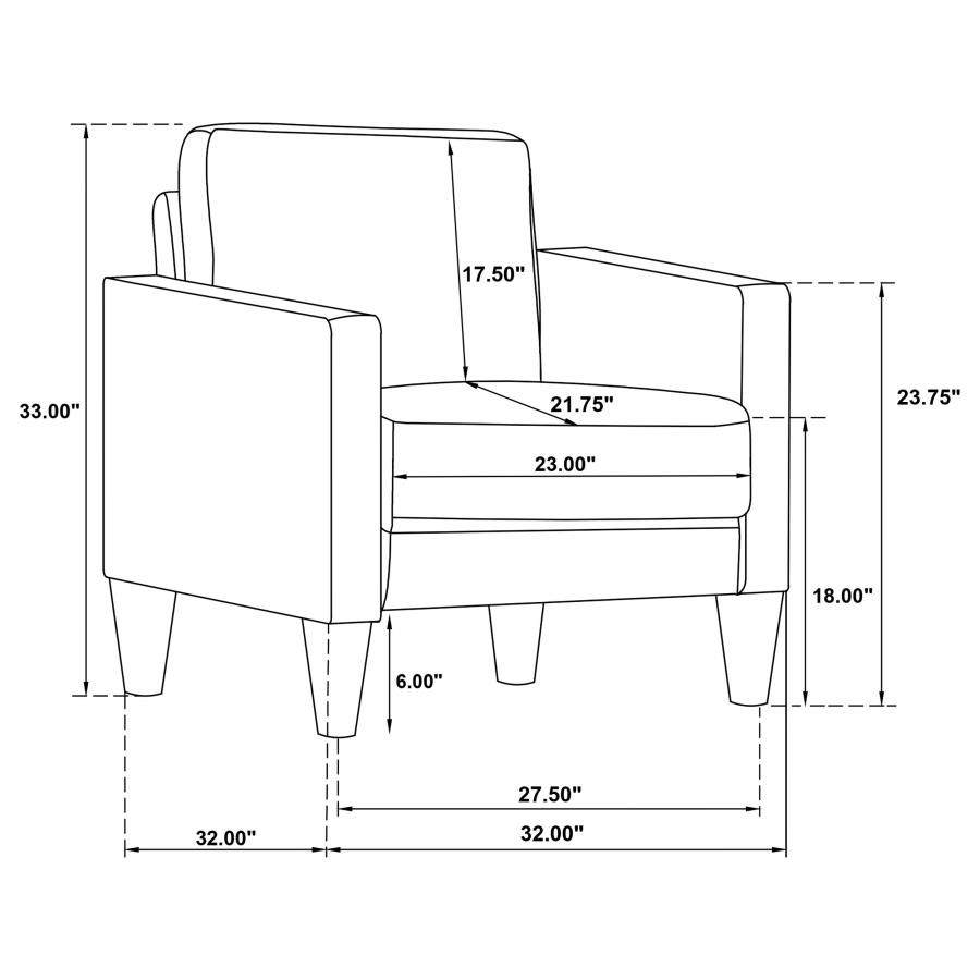 Modal Additional Images for Ruth 3-piece Upholstered Track Arm Sofa Set Grey