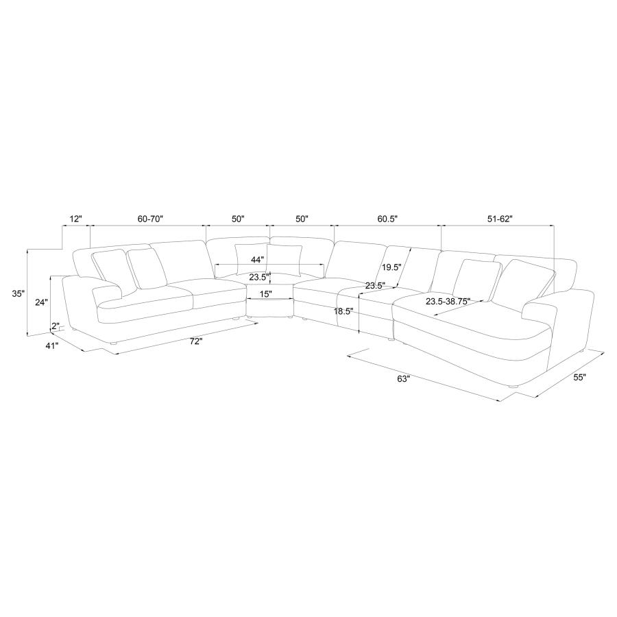 Modal Additional Images for Emberson 4-piece Upholstered Modular Sectional Sofa Ivory