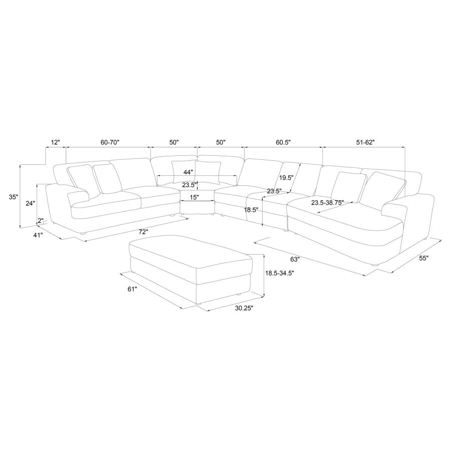 Modal Additional Images for Emberson 5-piece Upholstered Modular Sectional Sofa Ivory