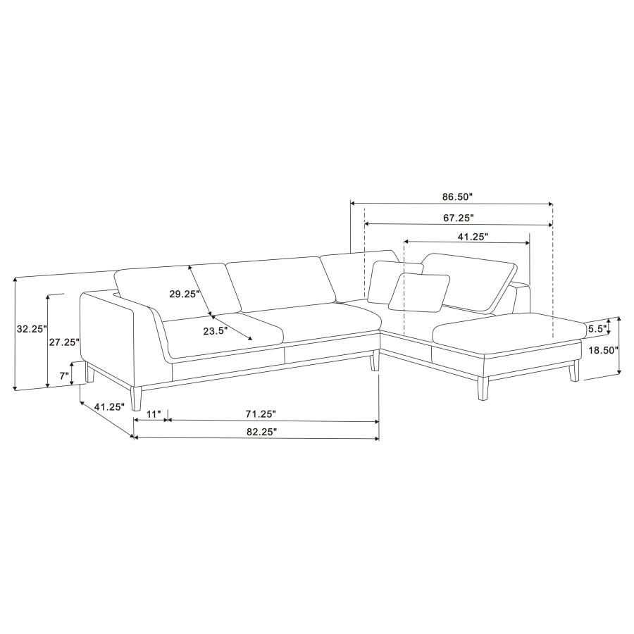 Modal Additional Images for Persia Upholstered Track Arm Sectional Sofa Grey