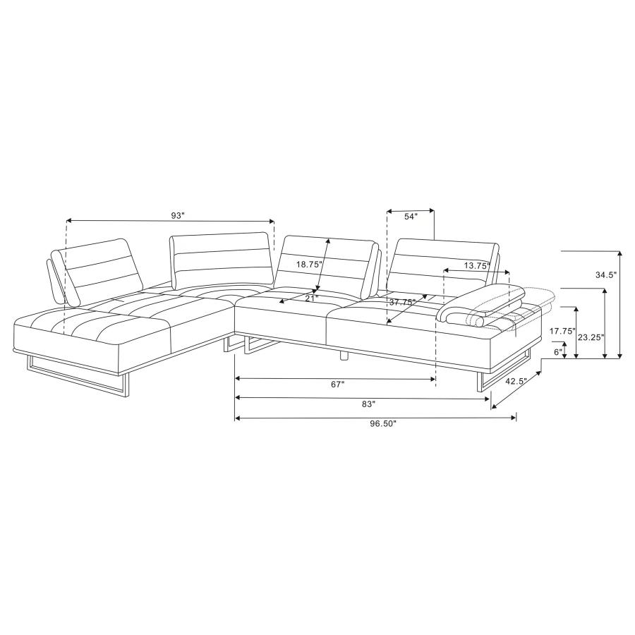 Modal Additional Images for Arden Upholstered Sectional Sofa with Adjustable Back Taupe