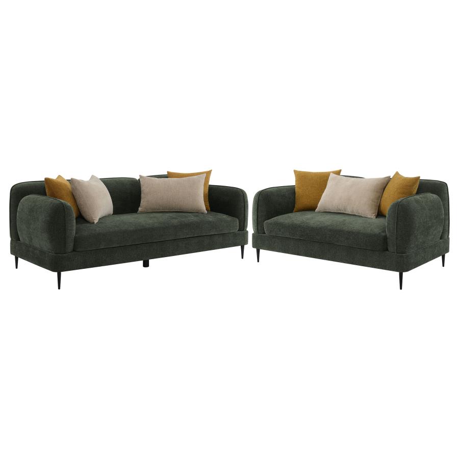 (image for) Jade 2-piece Chenille Upholstered Sofa Set Green