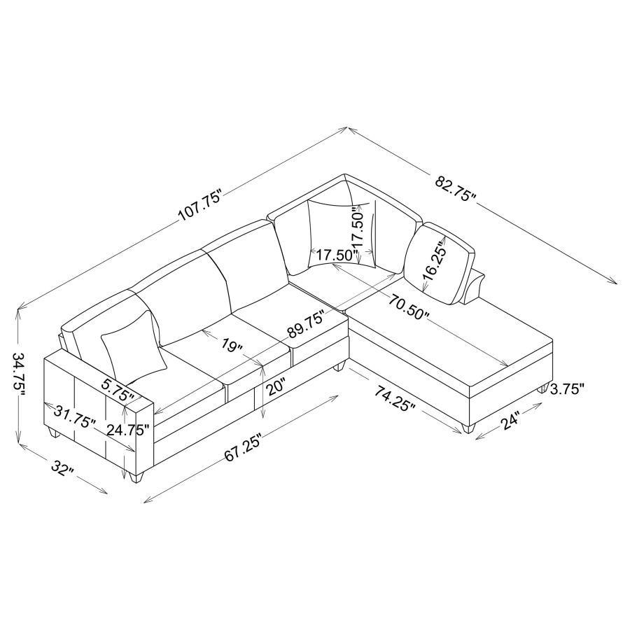 Modal Additional Images for Mccord Upholstered Track Arm Sectional Sofa Dark Grey