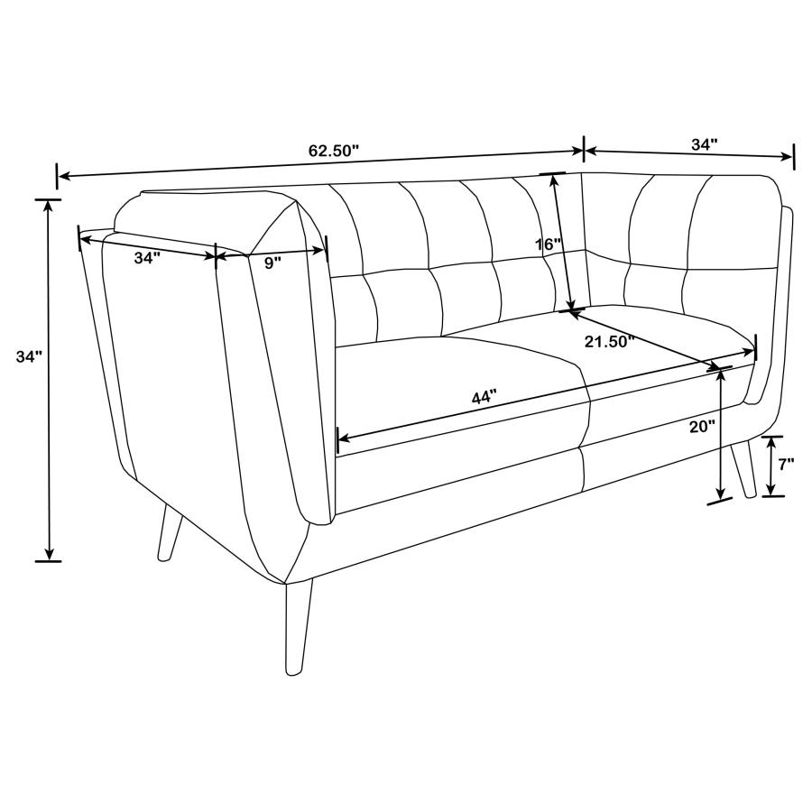 Modal Additional Images for Thatcher 2-piece Upholstered Tuxedo Arm Sofa Set Brown