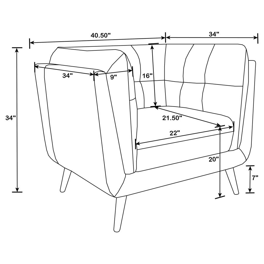 Modal Additional Images for Thatcher 3-piece Upholstered Tuxedo Arm Sofa Set Brown