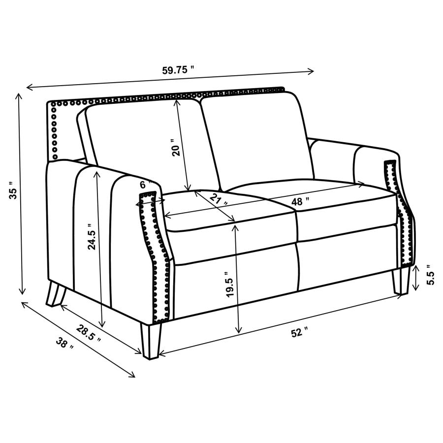 Modal Additional Images for Leaton 2-piece Upholstered Recessed Arm Sofa Set Brown Sugar