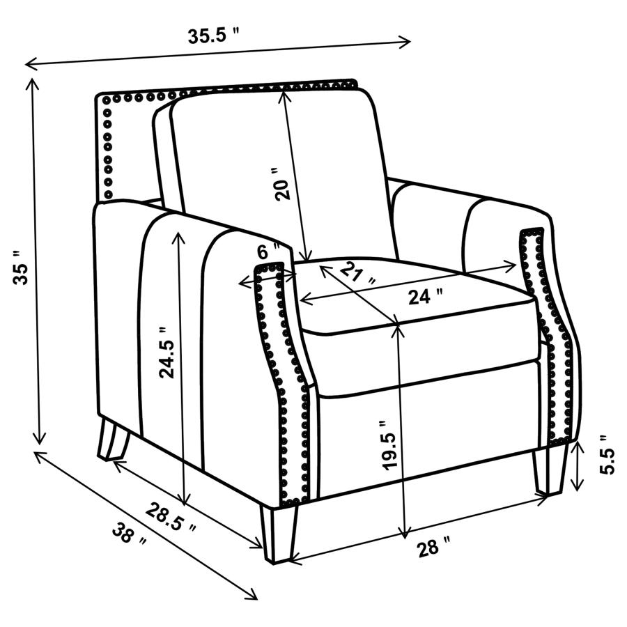Modal Additional Images for Leaton 3-piece Upholstered Recessed Arm Sofa Set Brown Sugar