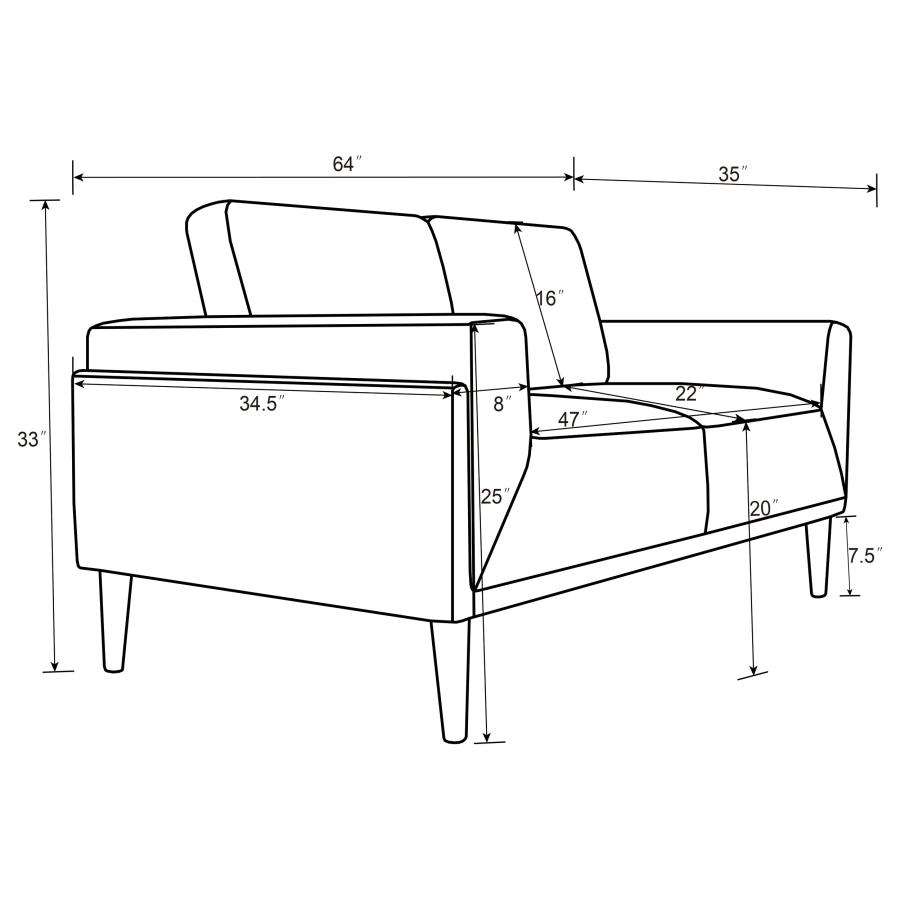 Modal Additional Images for Rilynn 2-piece Upholstered Track Arm Sofa Set Brown