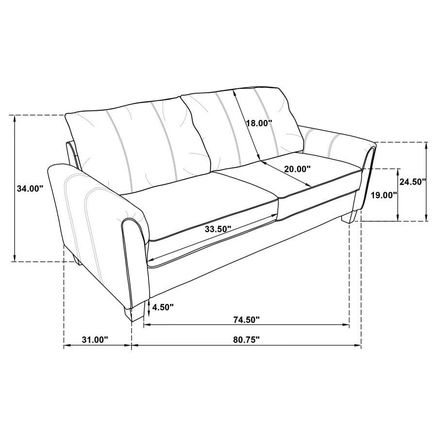 Modal Additional Images for Davis 2-piece Upholstered Rolled Arm Sofa Grey