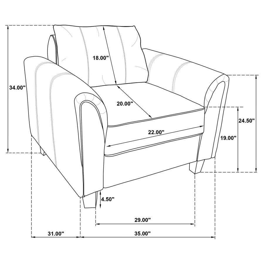 Modal Additional Images for Davis 3-piece Upholstered Rolled Arm Sofa Grey
