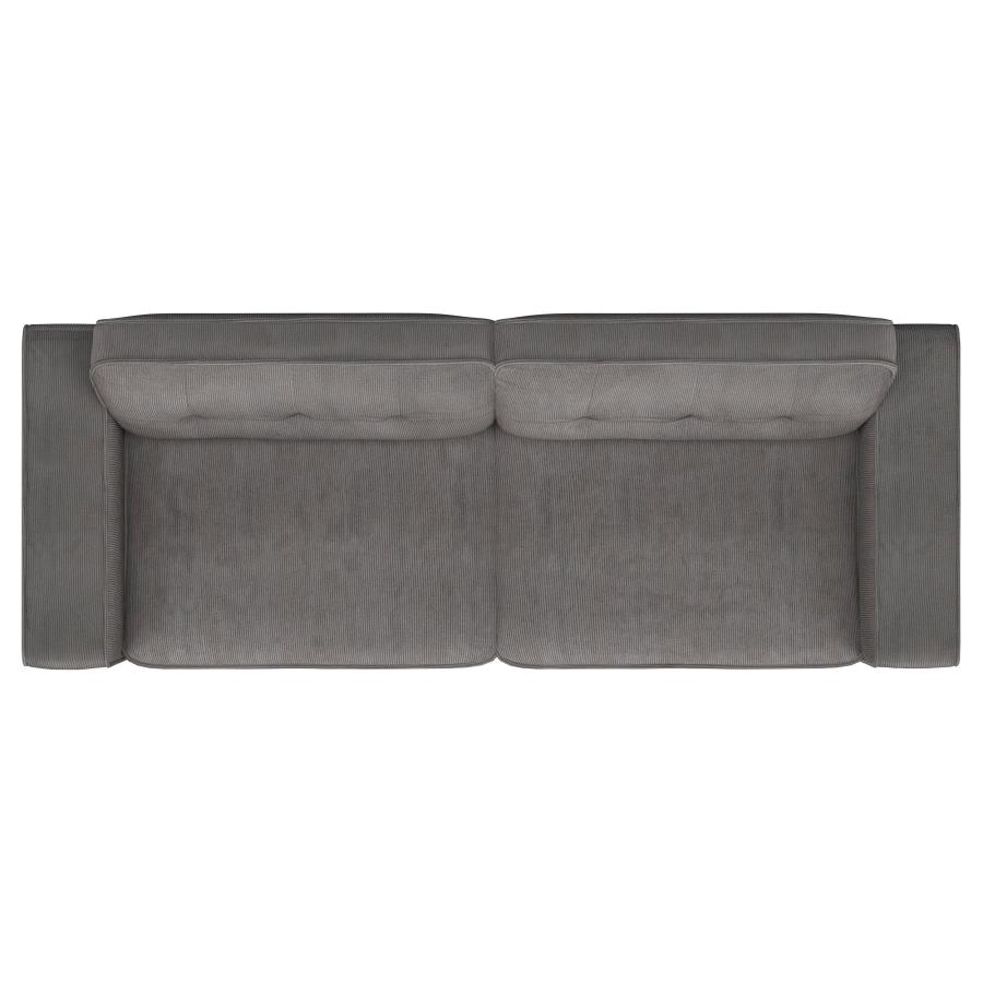 Deerhurst 2-piece Upholstered Track Arm Sofa Set Charcoal